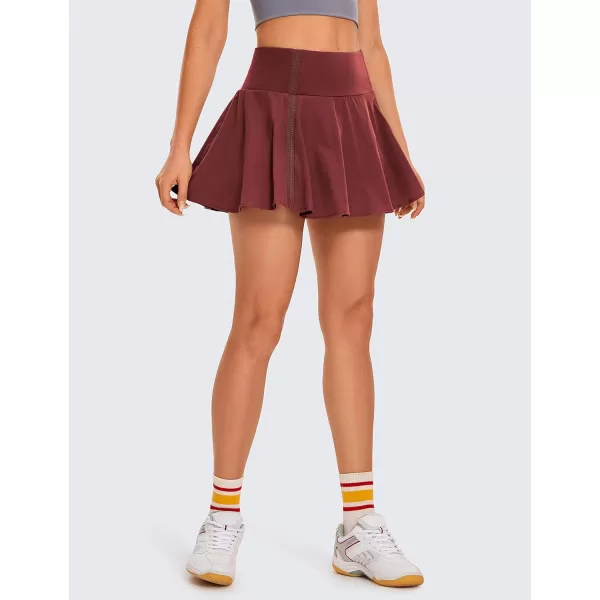 CRZ YOGA Womens High Waisted Pleated Tennis Skirts Lightweight Athletic Workout Running Sports Golf Skorts with PocketsNoctilucence Red