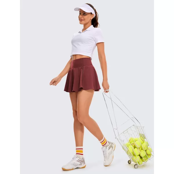 CRZ YOGA Womens High Waisted Pleated Tennis Skirts Lightweight Athletic Workout Running Sports Golf Skorts with PocketsNoctilucence Red