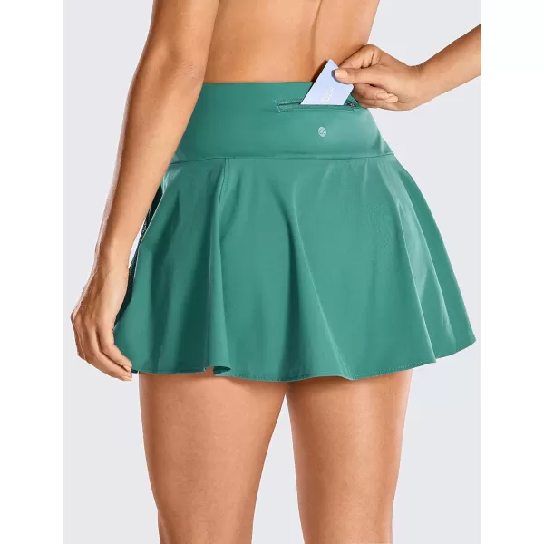 CRZ YOGA Womens High Waisted Pleated Tennis Skirts Lightweight Athletic Workout Running Sports Golf Skorts with PocketsSmoky Green