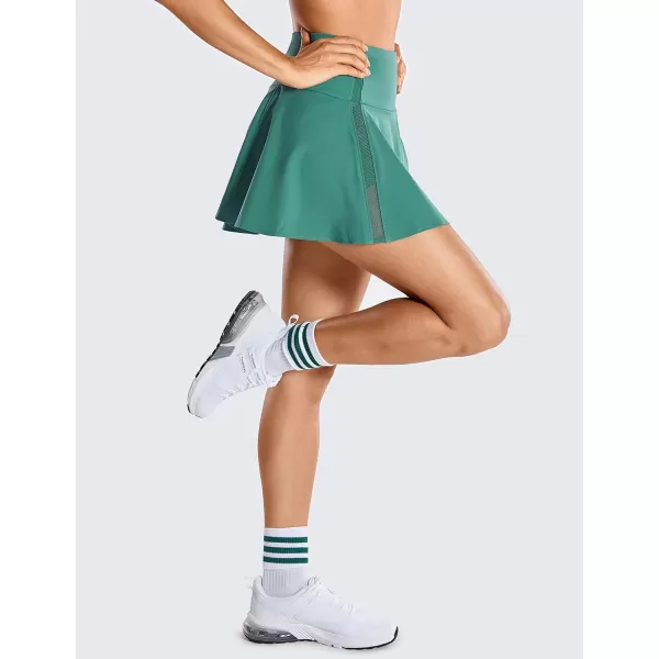 CRZ YOGA Womens High Waisted Pleated Tennis Skirts Lightweight Athletic Workout Running Sports Golf Skorts with PocketsSmoky Green