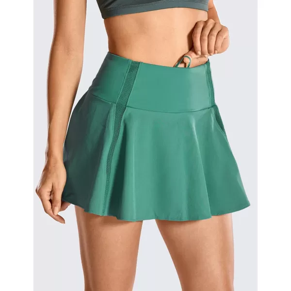 CRZ YOGA Womens High Waisted Pleated Tennis Skirts Lightweight Athletic Workout Running Sports Golf Skorts with PocketsSmoky Green