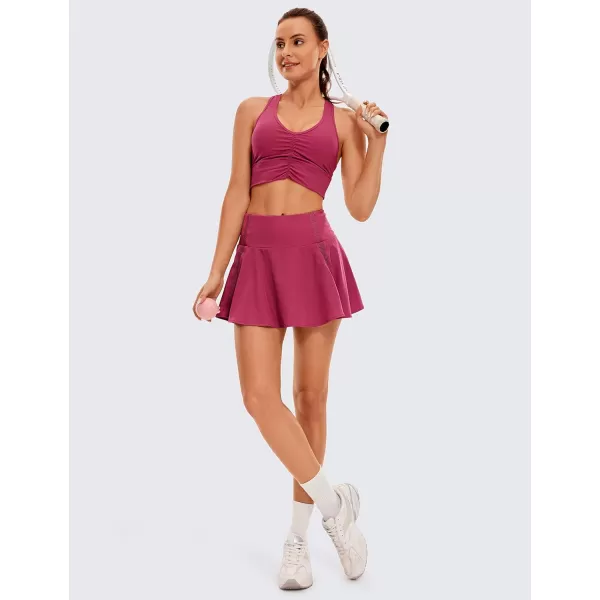 CRZ YOGA Womens High Waisted Pleated Tennis Skirts Lightweight Athletic Workout Running Sports Golf Skorts with PocketsThe Dark Purple