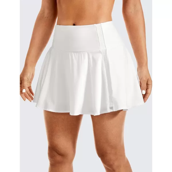 CRZ YOGA Womens High Waisted Pleated Tennis Skirts Lightweight Athletic Workout Running Sports Golf Skorts with PocketsWhite