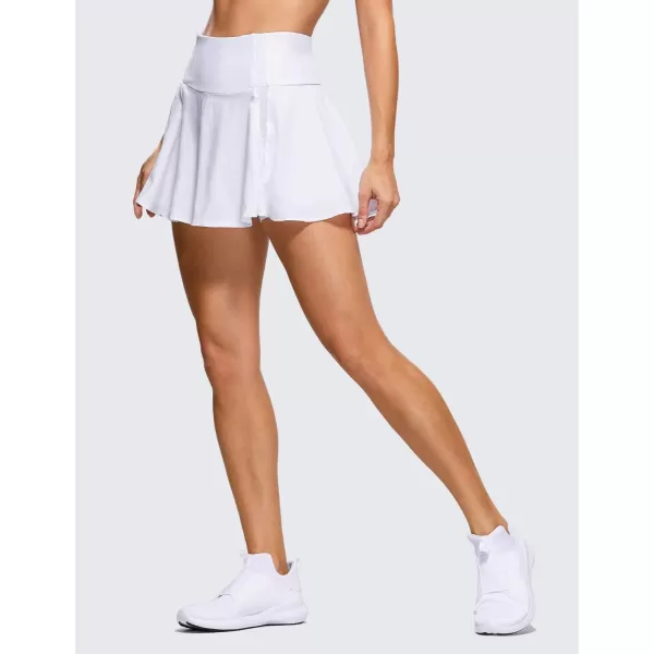 CRZ YOGA Womens High Waisted Pleated Tennis Skirts Lightweight Athletic Workout Running Sports Golf Skorts with PocketsWhite