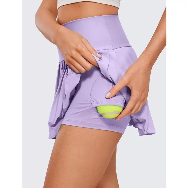 CRZ YOGA Womens High Waisted Pleated Tennis Skirts with Pockets Tummy Control Casual Liner Skorts A Line Workout Golf SkirtsLilac