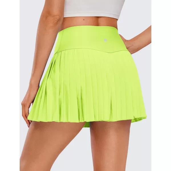 CRZ YOGA Womens High Waisted Pleated Tennis Skirts with Pockets Tummy Control Casual Liner Skorts A Line Workout Golf SkirtsNeon Yellow