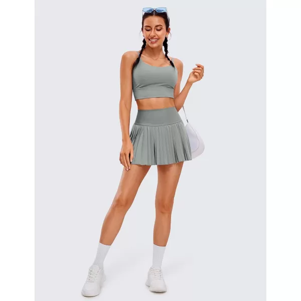 CRZ YOGA Womens High Waisted Pleated Tennis Skirts with Pockets Tummy Control Casual Liner Skorts A Line Workout Golf SkirtsSterling