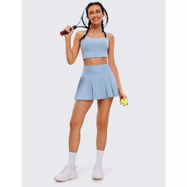 CRZ YOGA Womens High Waisted Pleated Tennis Skirts with Pockets Tummy Control Casual Liner Skorts A Line Workout Golf SkirtsThe Breeze Blue