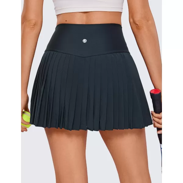 CRZ YOGA Womens High Waisted Pleated Tennis Skirts with Pockets Tummy Control Casual Liner Skorts A Line Workout Golf SkirtsTrue Navy