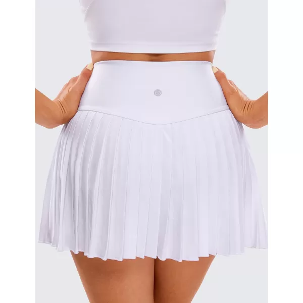 CRZ YOGA Womens High Waisted Pleated Tennis Skirts with Pockets Tummy Control Casual Liner Skorts A Line Workout Golf SkirtsWhite