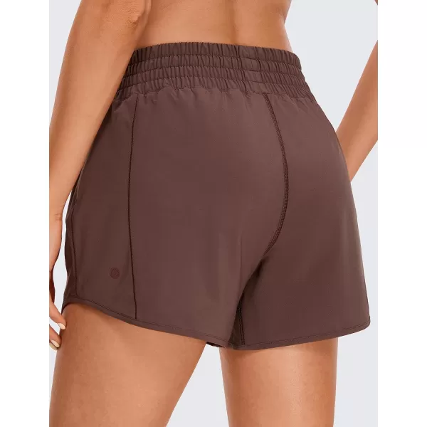 CRZ YOGA Womens High Waisted Running Shorts 4  Mesh Liner Lightweight Gym Sport Athletic Workout Shorts with Zipper PocketLiner Taupe