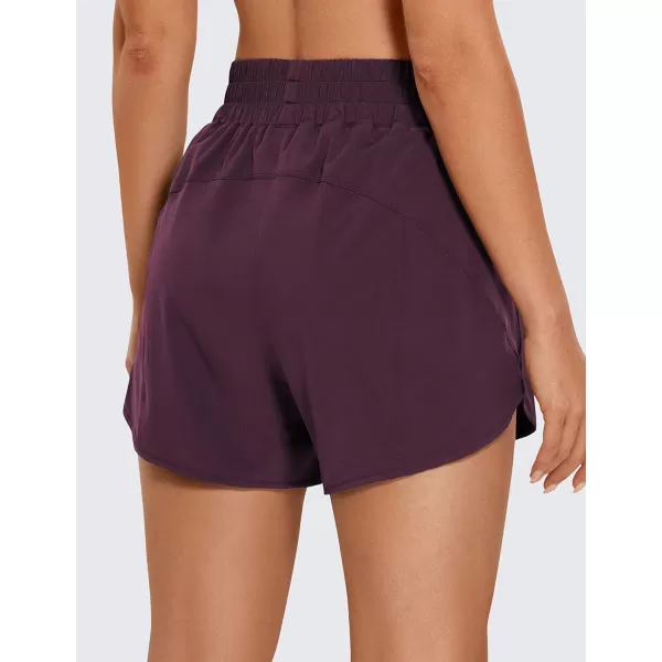 CRZ YOGA Womens High Waisted Running Shorts Mesh Liner  3 Dolphin Quick Dry Athletic Gym Track Workout Shorts Zip PocketArctic Plum