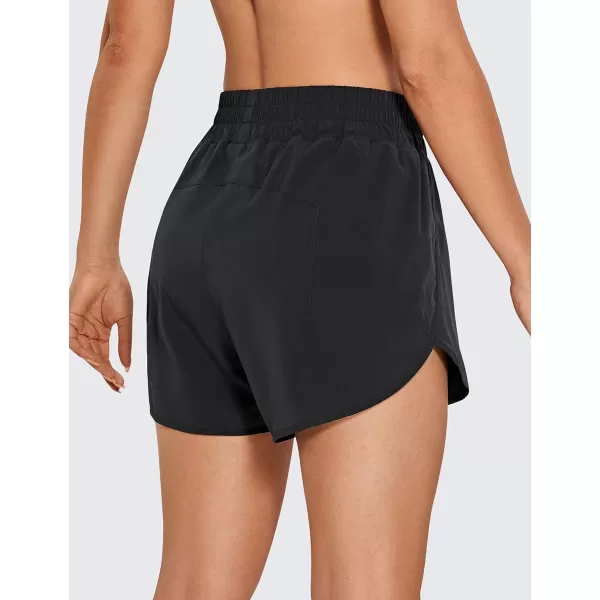 CRZ YOGA Womens High Waisted Running Shorts Mesh Liner  3 Dolphin Quick Dry Athletic Gym Track Workout Shorts Zip PocketBlack