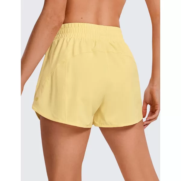 CRZ YOGA Womens High Waisted Running Shorts Mesh Liner  3 Dolphin Quick Dry Athletic Gym Track Workout Shorts Zip PocketLemon Vibe