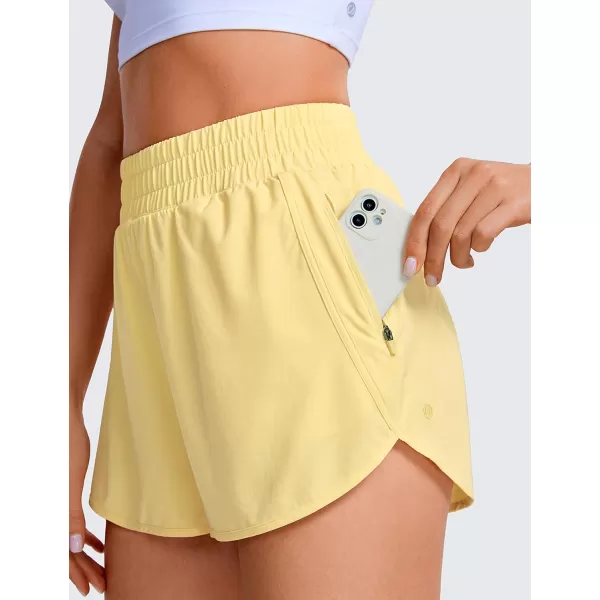 CRZ YOGA Womens High Waisted Running Shorts Mesh Liner  3 Dolphin Quick Dry Athletic Gym Track Workout Shorts Zip PocketLemon Vibe