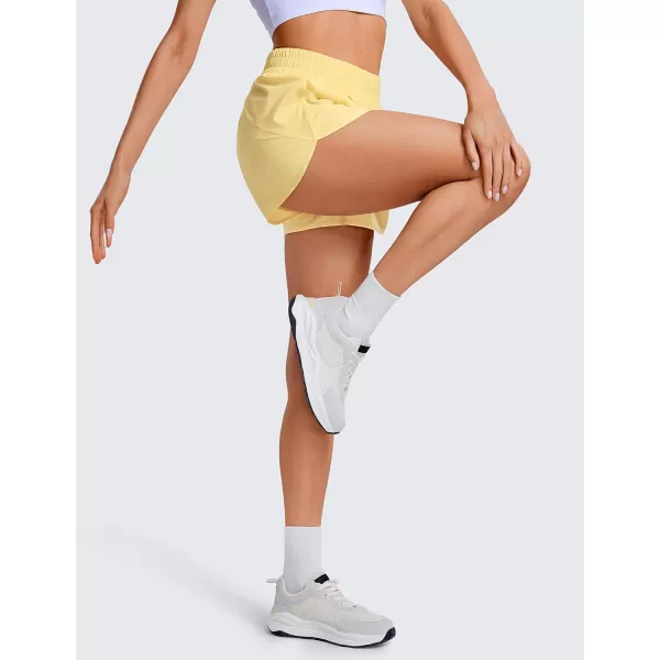 CRZ YOGA Womens High Waisted Running Shorts Mesh Liner  3 Dolphin Quick Dry Athletic Gym Track Workout Shorts Zip PocketLemon Vibe