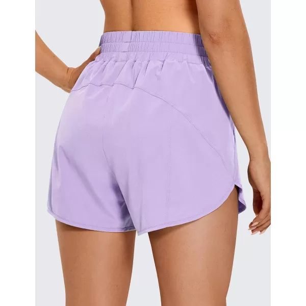 CRZ YOGA Womens High Waisted Running Shorts Mesh Liner  3 Dolphin Quick Dry Athletic Gym Track Workout Shorts Zip PocketLilac