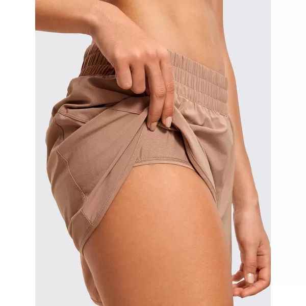 CRZ YOGA Womens High Waisted Running Shorts Mesh Liner  3 Dolphin Quick Dry Athletic Gym Track Workout Shorts Zip PocketMocha Mousse