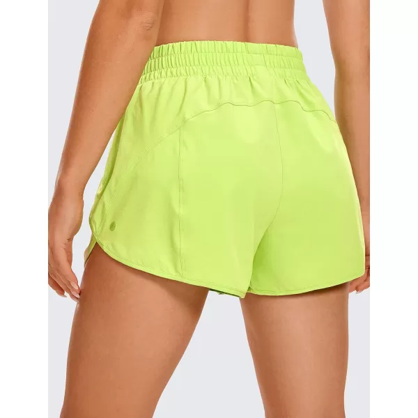 CRZ YOGA Womens High Waisted Running Shorts Mesh Liner  3 Dolphin Quick Dry Athletic Gym Track Workout Shorts Zip PocketNeon Yellow