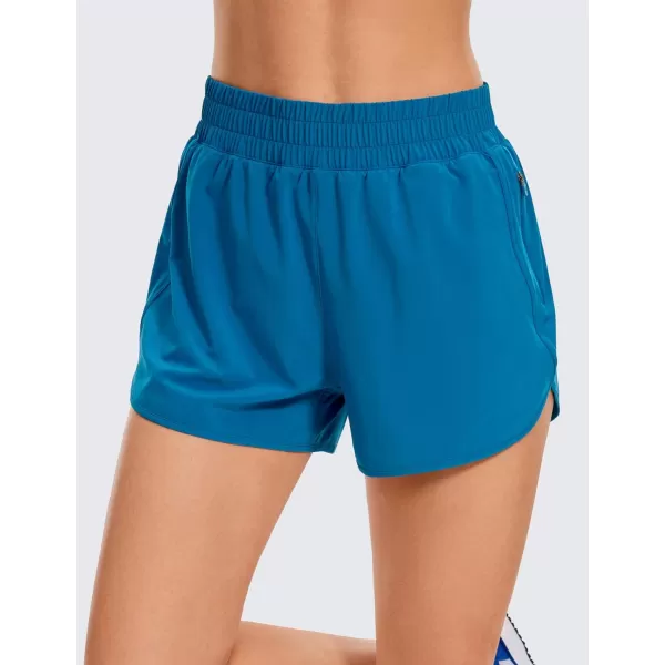 CRZ YOGA Womens High Waisted Running Shorts Mesh Liner  3 Dolphin Quick Dry Athletic Gym Track Workout Shorts Zip PocketSupersonic Blue