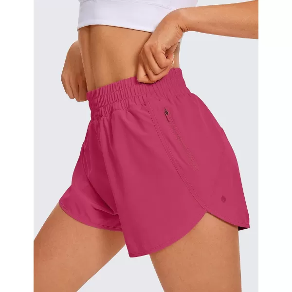 CRZ YOGA Womens High Waisted Running Shorts Mesh Liner  3 Dolphin Quick Dry Athletic Gym Track Workout Shorts Zip PocketThe Dark Purple