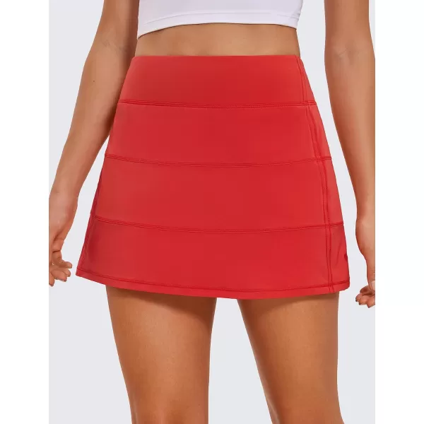 CRZ YOGA Womens High Waisted Tennis Skirts with 3 Pockets Golf Skirts A Line Lightweight Cute Athletic Casual SkortsFeatheryfit Soft Dark Red