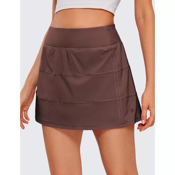 CRZ YOGA Womens High Waisted Tennis Skirts with 3 Pockets Golf Skirts A Line Lightweight Cute Athletic Casual SkortsFeatheryfit Soft Taupe