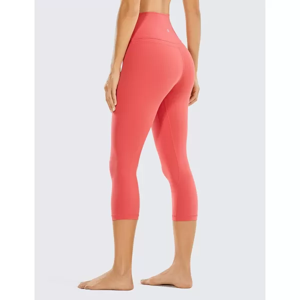 CRZ YOGA Womens High Waisted Workout Capri 19 Inches  Gym Compression Tummy Control Yoga Leggings PantsBrick Rose