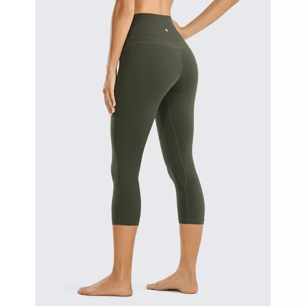 CRZ YOGA Womens High Waisted Workout Capri 19 Inches  Gym Compression Tummy Control Yoga Leggings PantsDark Olive