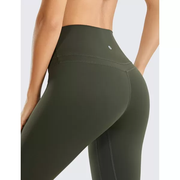 CRZ YOGA Womens High Waisted Workout Capri 19 Inches  Gym Compression Tummy Control Yoga Leggings PantsDark Olive