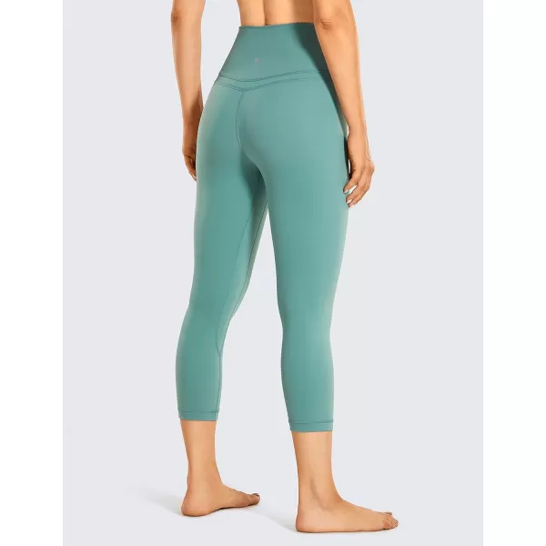 CRZ YOGA Womens High Waisted Workout Capri 19 Inches  Gym Compression Tummy Control Yoga Leggings PantsGrey Feather Green