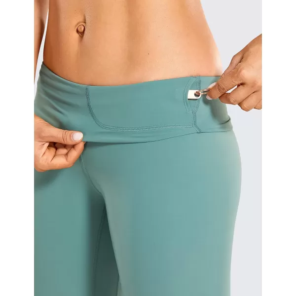 CRZ YOGA Womens High Waisted Workout Capri 19 Inches  Gym Compression Tummy Control Yoga Leggings PantsGrey Feather Green