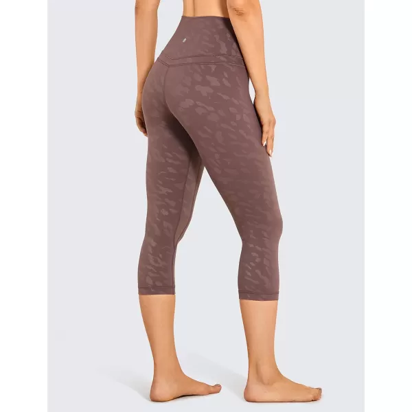 CRZ YOGA Womens High Waisted Workout Capri 19 Inches  Gym Compression Tummy Control Yoga Leggings PantsLeopardprint Taupe