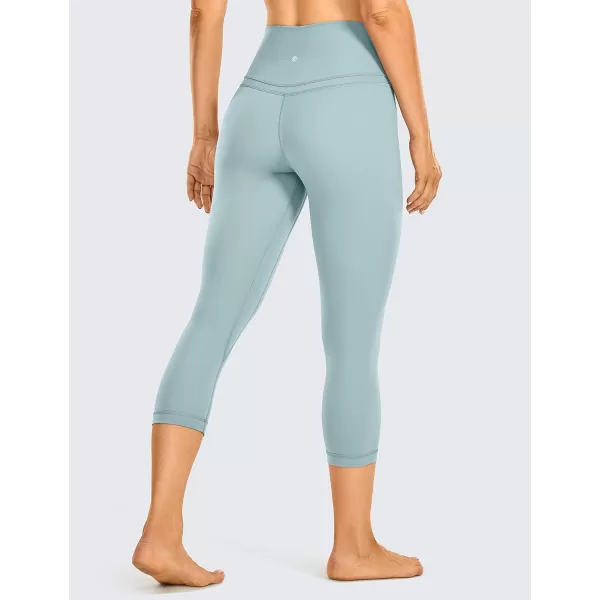 CRZ YOGA Womens High Waisted Workout Capri 19 Inches  Gym Compression Tummy Control Yoga Leggings PantsLight Grayish Blue