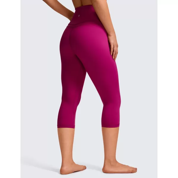 CRZ YOGA Womens High Waisted Workout Capri 19 Inches  Gym Compression Tummy Control Yoga Leggings PantsMagenta Purple