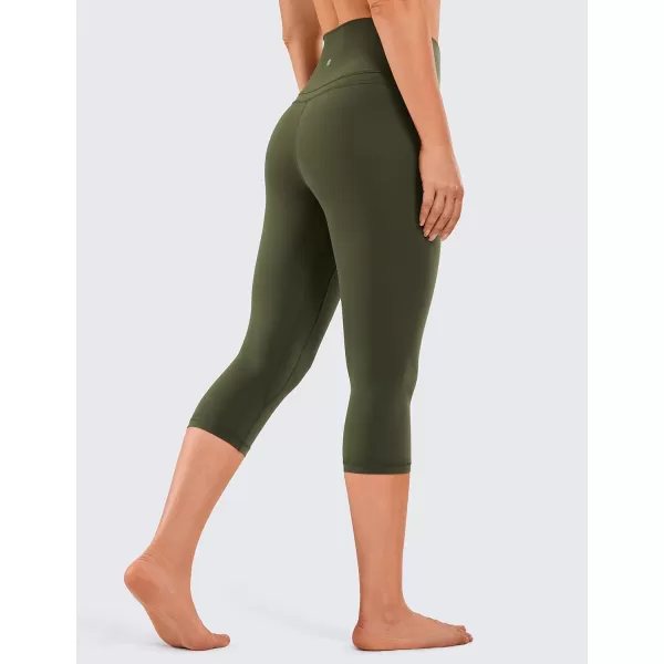 CRZ YOGA Womens High Waisted Workout Capri 19 Inches  Gym Compression Tummy Control Yoga Leggings PantsOlive Green