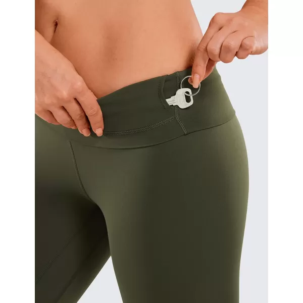 CRZ YOGA Womens High Waisted Workout Capri 19 Inches  Gym Compression Tummy Control Yoga Leggings PantsOlive Green