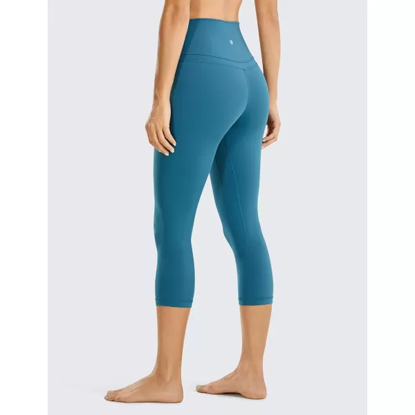 CRZ YOGA Womens High Waisted Workout Capri 19 Inches  Gym Compression Tummy Control Yoga Leggings PantsPetrol Blue