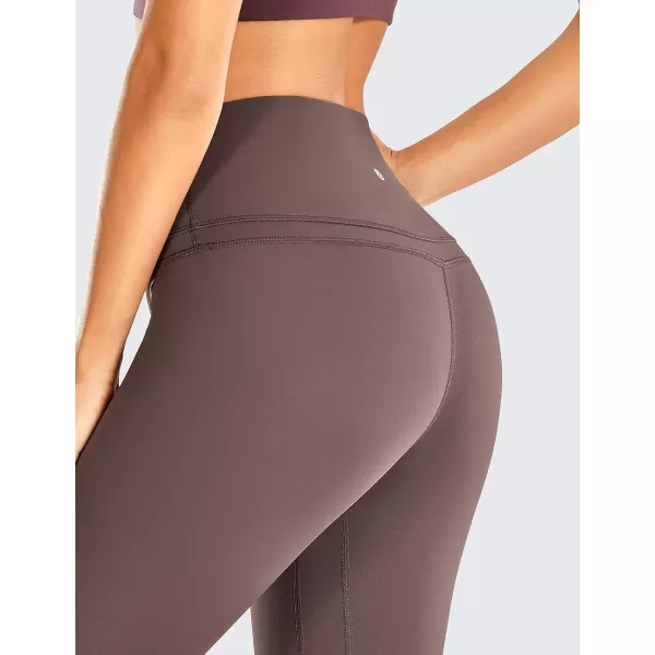 CRZ YOGA Womens High Waisted Workout Capri 19 Inches  Gym Compression Tummy Control Yoga Leggings PantsPurple Taupe