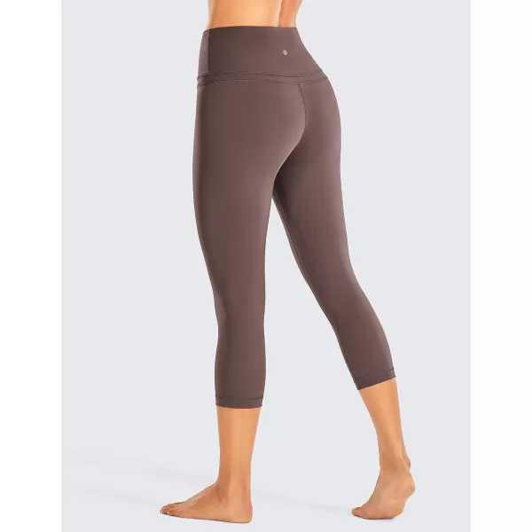 CRZ YOGA Womens High Waisted Workout Capri 19 Inches  Gym Compression Tummy Control Yoga Leggings PantsPurple Taupe