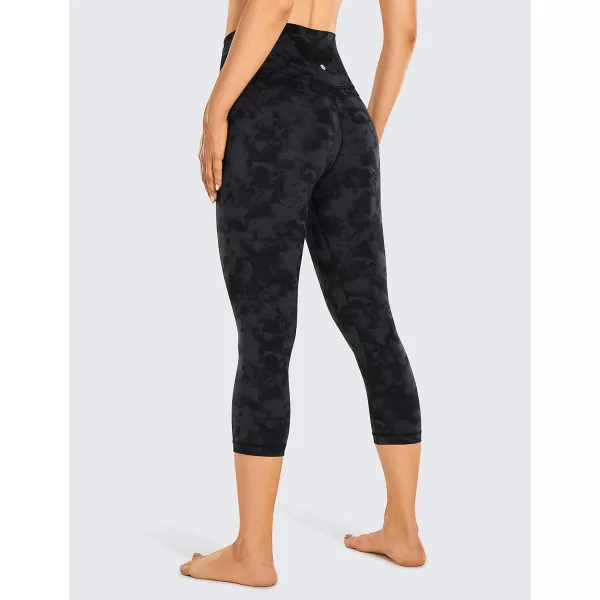 CRZ YOGA Womens High Waisted Workout Capri 19 Inches  Gym Compression Tummy Control Yoga Leggings PantsTie Dye Smoke Ink