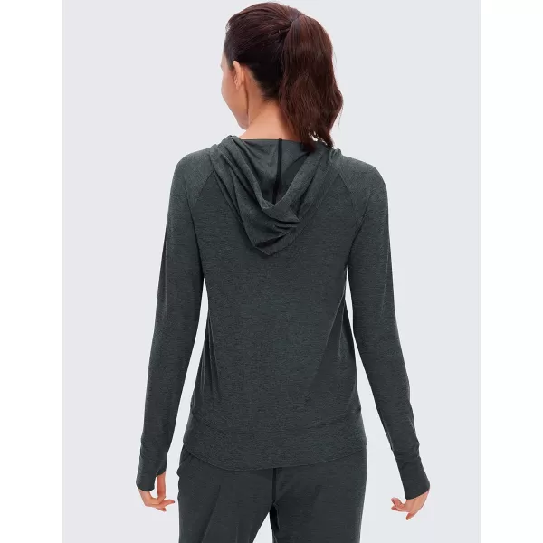 CRZ YOGA Womens Hoodie Long Sleeve Shirts Running Workout Top Pullover Sweatshirts with PocketBlack Heather