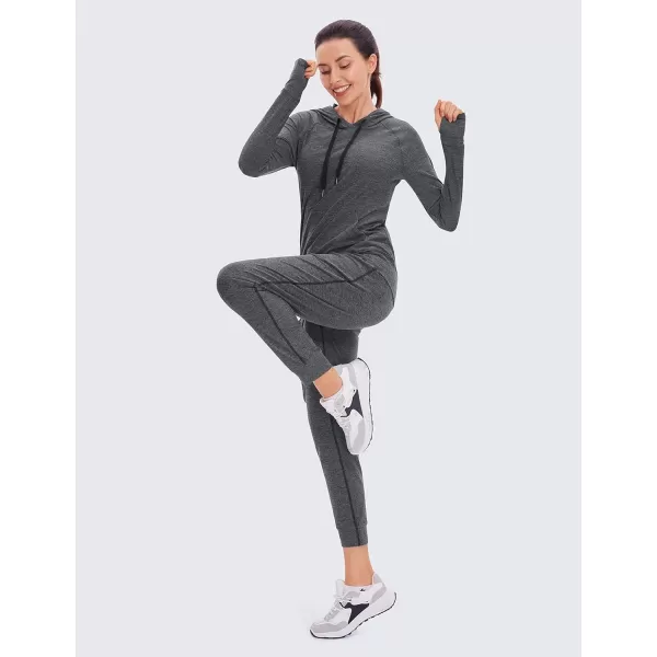 CRZ YOGA Womens Hoodie Long Sleeve Shirts Running Workout Top Pullover Sweatshirts with PocketCharcoal Heather