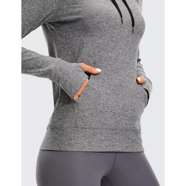 CRZ YOGA Womens Hoodie Long Sleeve Shirts Running Workout Top Pullover Sweatshirts with PocketPlatinum Heather