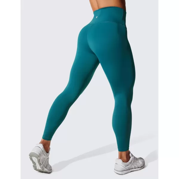 CRZ YOGA Womens Hugged Feeling Compression Leggings 25 Inches  Thick High Waisted Tummy Control Workout LeggingsGreen Jade