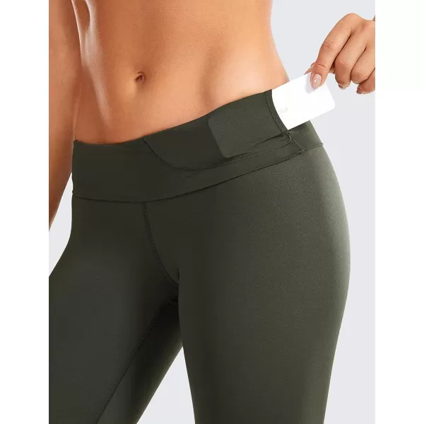 CRZ YOGA Womens Hugged Feeling Compression Leggings 25 Inches  Thick High Waisted Tummy Control Workout LeggingsGrey Olive