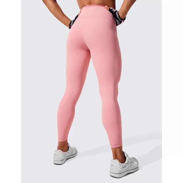 CRZ YOGA Womens Hugged Feeling Compression Leggings 25 Inches  Thick High Waisted Tummy Control Workout LeggingsLotus Pink