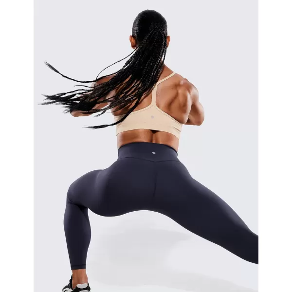 CRZ YOGA Womens Hugged Feeling Compression Leggings 25 Inches  Thick High Waisted Tummy Control Workout LeggingsNavy