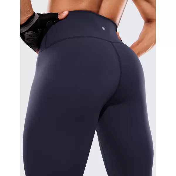 CRZ YOGA Womens Hugged Feeling Compression Leggings 25 Inches  Thick High Waisted Tummy Control Workout LeggingsNavy