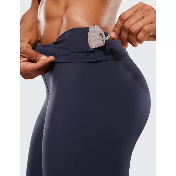 CRZ YOGA Womens Hugged Feeling Compression Leggings 25 Inches  Thick High Waisted Tummy Control Workout LeggingsNavy